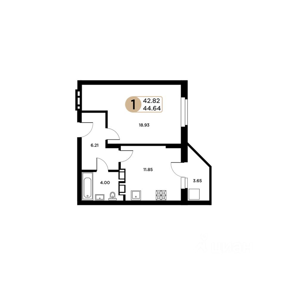 Купить однокомнатную квартиру 42,8м² Московское шоссе, 18-й км, 55, Самара,  Самарская область, м. Юнгородок - база ЦИАН, объявление 303010296