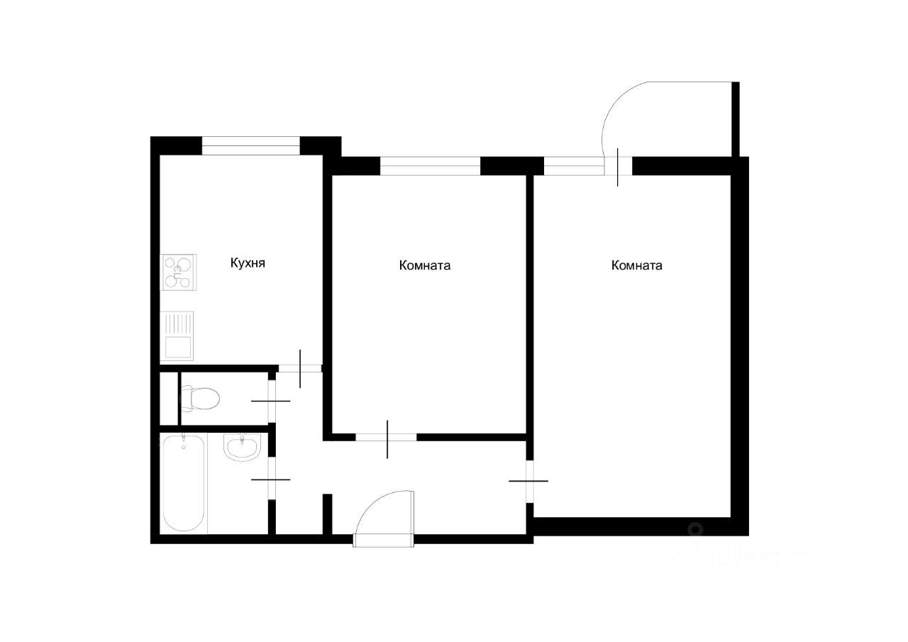 Сдам двухкомнатную квартиру 52м² Комсомольский просп., 10/1, Люберцы,  Московская область, Люберецкий район, м. Люберцы - база ЦИАН, объявление  303031163