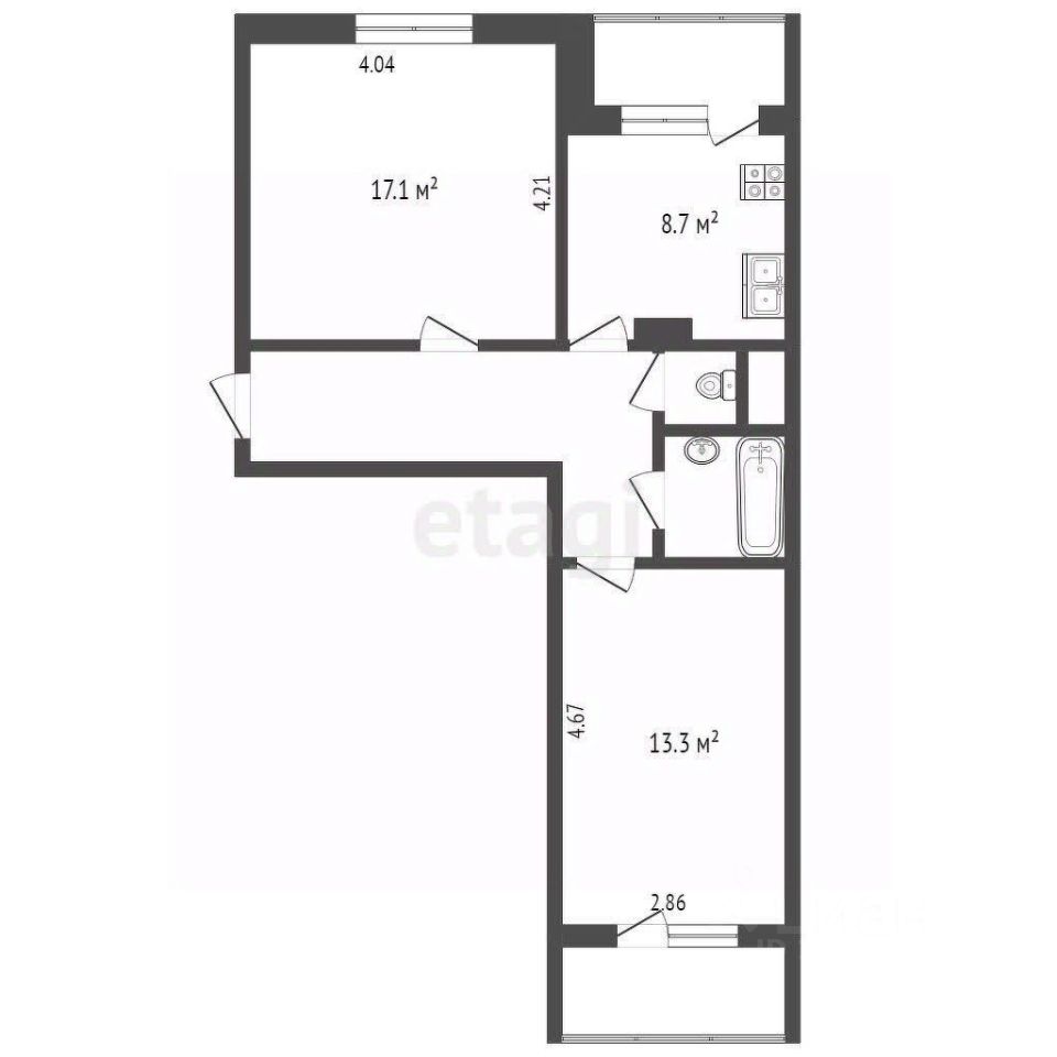 Купить двухкомнатную квартиру 52,9м² ул. Грина, 11, Москва, м. Бульвар  Дмитрия Донского - база ЦИАН, объявление 303063165