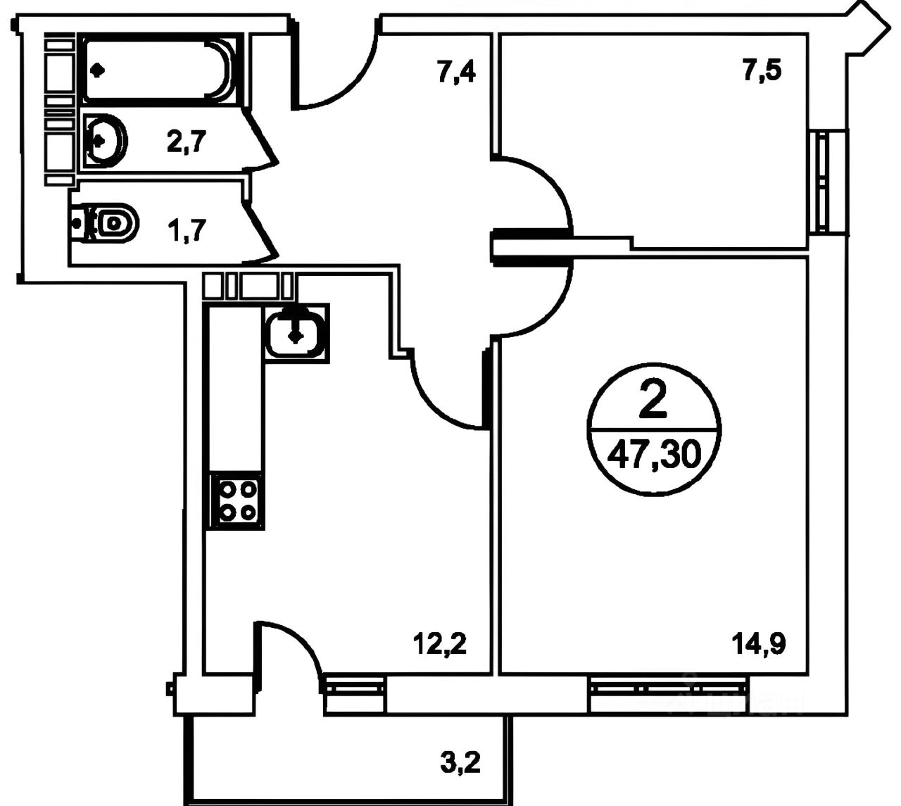 Купить двухкомнатную квартиру 47,2м² ш. Косинское, 4, Балашиха, Московская  область, Балашихинский район, Балашиха городской округ, Новое Павлино  микрорайон, м. Некрасовка - база ЦИАН, объявление 303067068