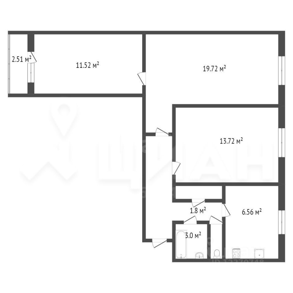 Купить трехкомнатную квартиру 63м² Сумской проезд, 4К4, Москва, м.  Чертановская - база ЦИАН, объявление 303093774