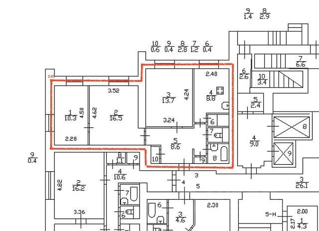3-комн., 60,8 м², 1/16 этаж