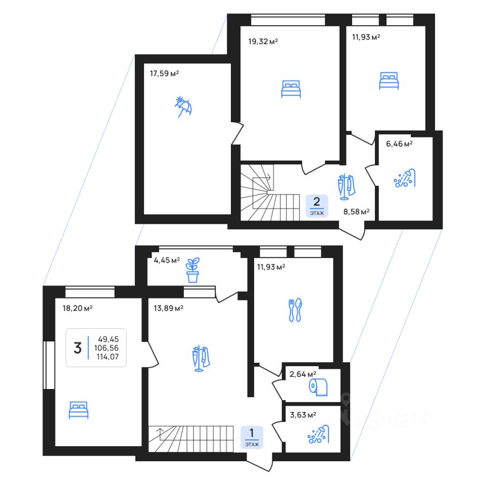 Продажа трехкомнатной квартиры 114,1м² Липецк, Липецкая область, Авторский  жилой район - база ЦИАН, объявление 303109684