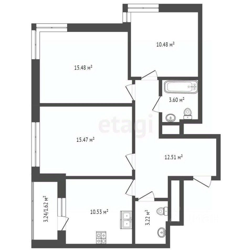 Продажа трехкомнатной квартиры 72,9м² 5, Одинцово, Московская область,  Одинцовский городской округ, Микрорайон Клубничное Поле, Одинград квартал  Семейный жилой комплекс, м. Рассказовка - база ЦИАН, объявление 303118570