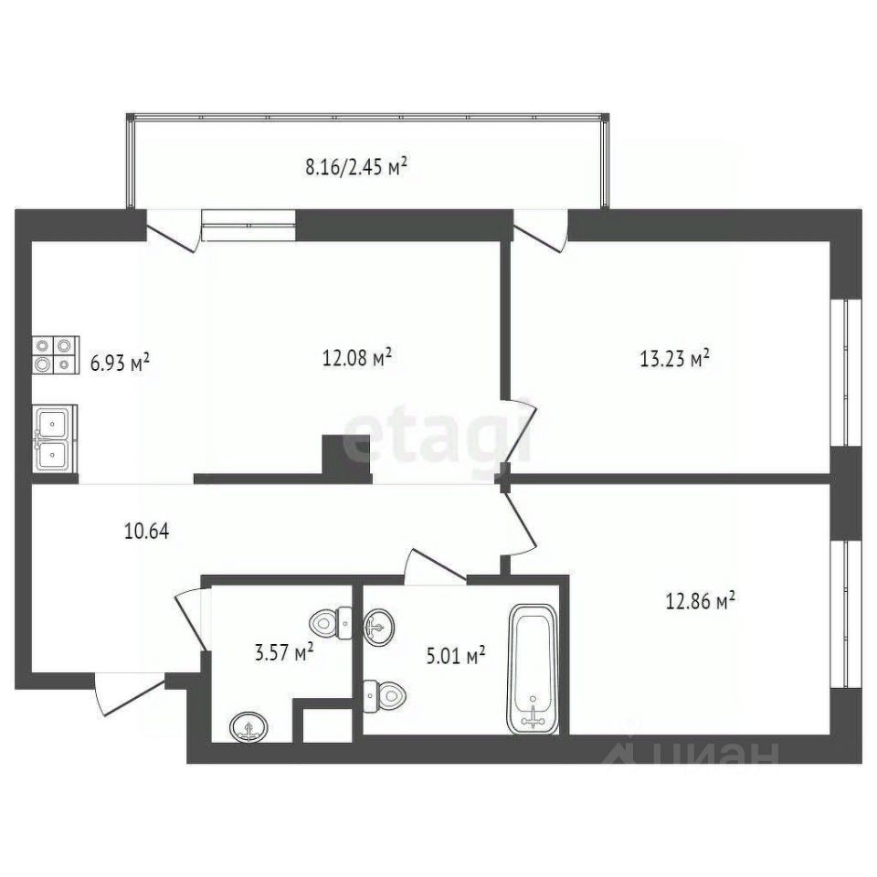 Продажа трехкомнатной квартиры 66,8м² ул. Маршала Бирюзова, 13, Одинцово,  Московская область, Одинцовский городской округ, м. Одинцово - база ЦИАН,  объявление 303103348