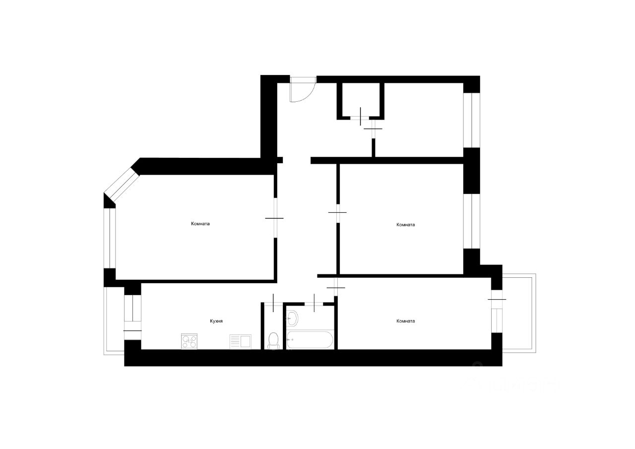 Продажа трехкомнатной квартиры 103,1м² Нижегородская ул., 56А, Москва, м.  Нижегородская - база ЦИАН, объявление 303210430