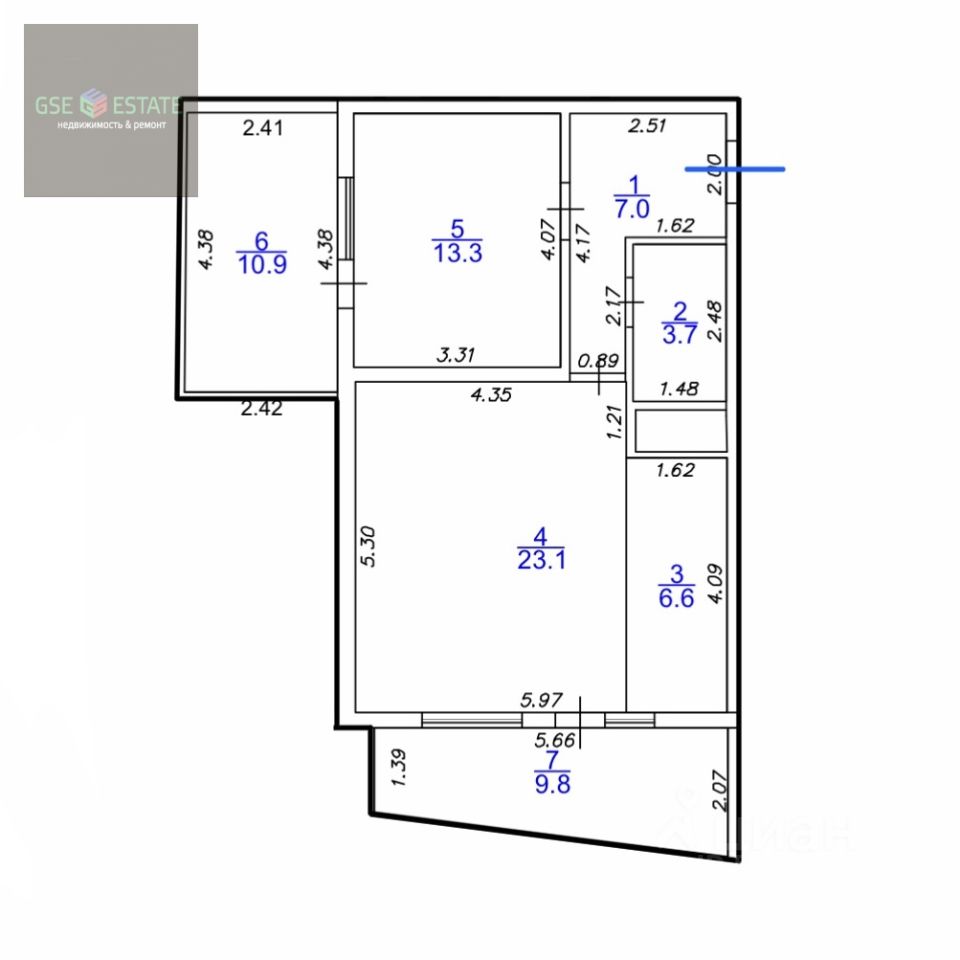 Купить двухкомнатную квартиру 74,4м² Крепостная ул., 51к1, Анапа,  Краснодарский край, Анапский район - база ЦИАН, объявление 301557657