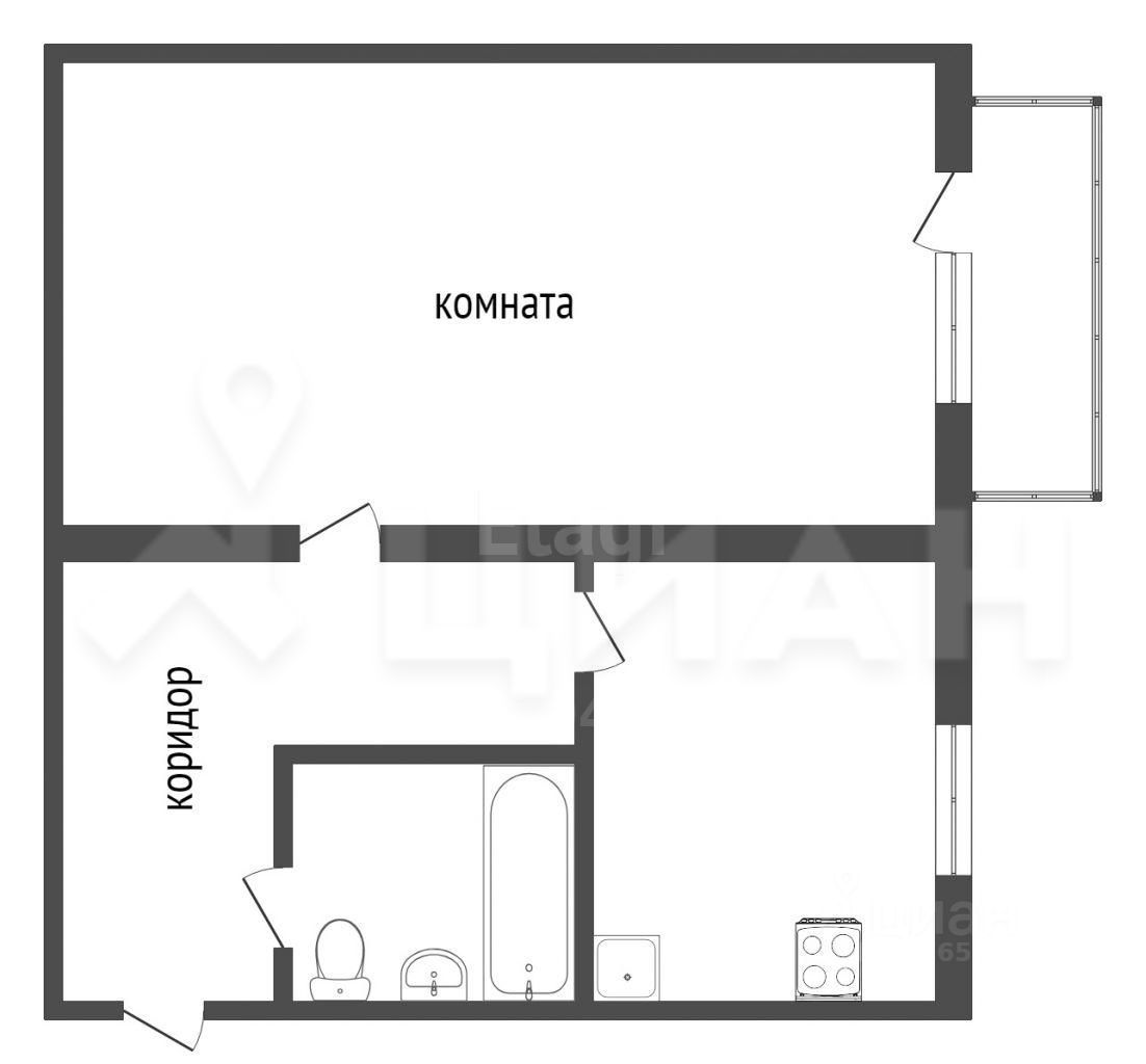 Купить однокомнатную квартиру 34,5м² Краснофлотская ул., 48, Улан-Удэ,  Бурятия респ. - база ЦИАН, объявление 303259932