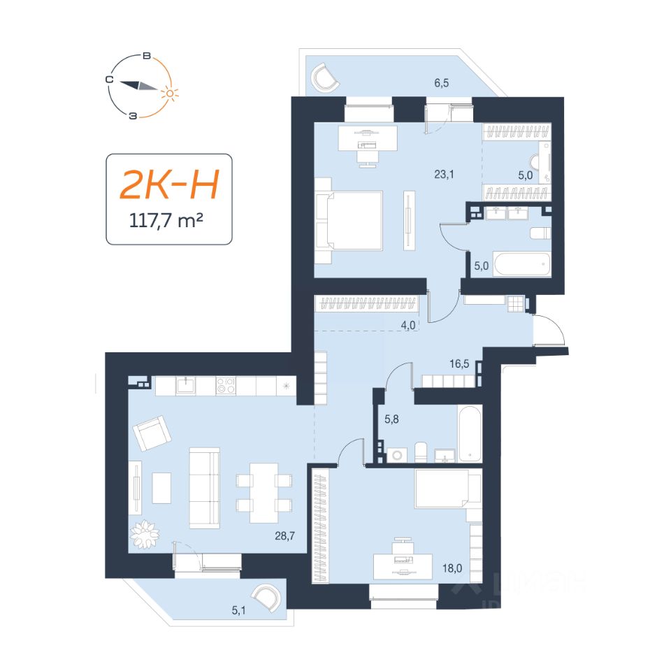 Купить двухкомнатную квартиру 111,4м² ул. Красноармейская, 78Б, Екатеринбург,  Свердловская область, м. Геологическая - база ЦИАН, объявление 303269334