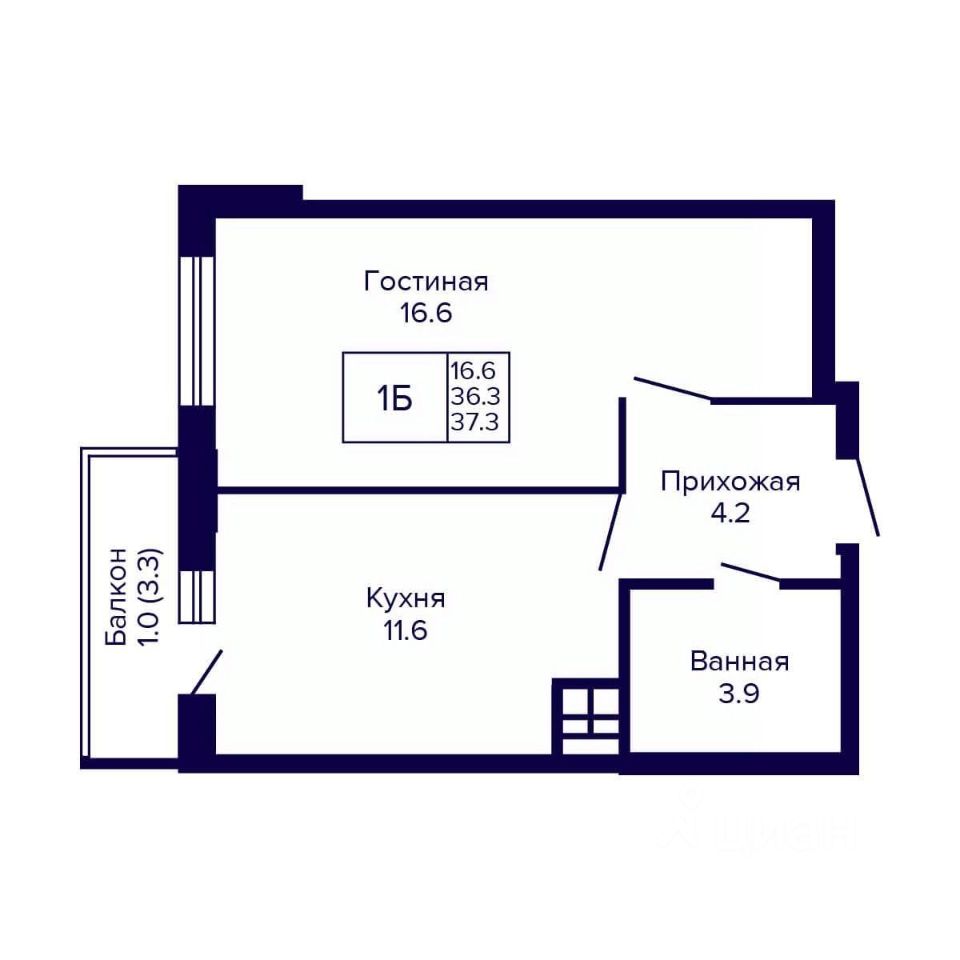 Купить однокомнатную квартиру 37,3м² ул. Бородина, 54, Новосибирск,  Новосибирская область, м. Площадь Маркса - база ЦИАН, объявление 303315861