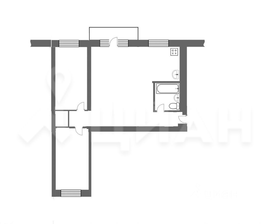 Продажа трехкомнатной квартиры 57,2м² ул. Матросова, 36, Тольятти,  Самарская область - база ЦИАН, объявление 303397612