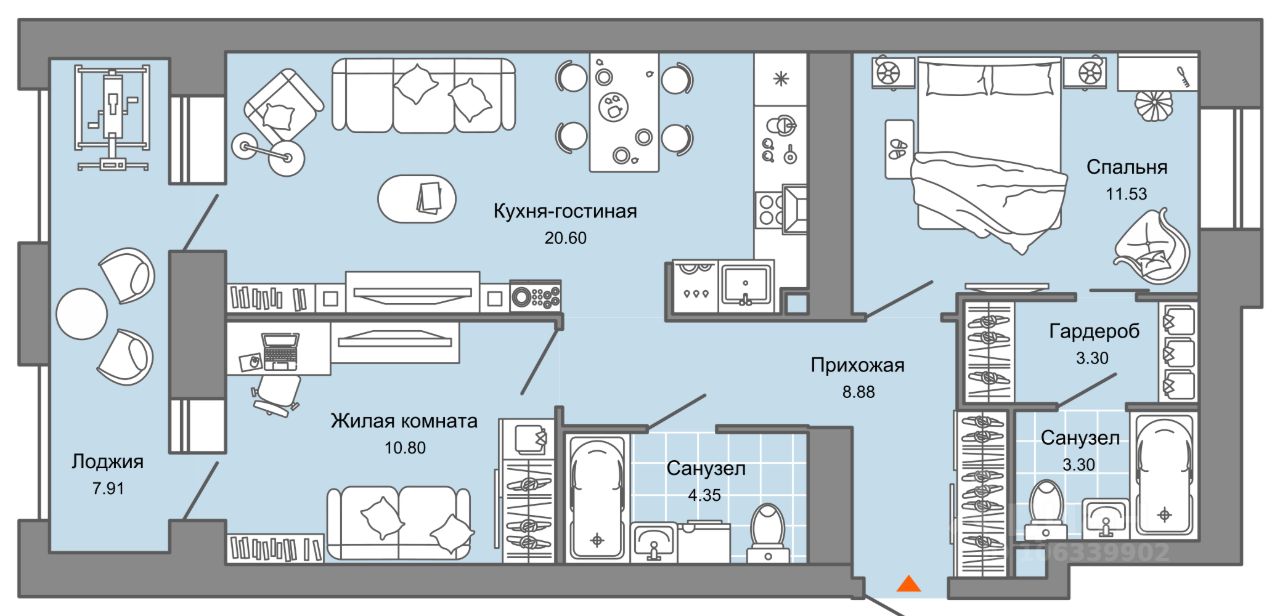 Продается3-комн.квартира,67м²