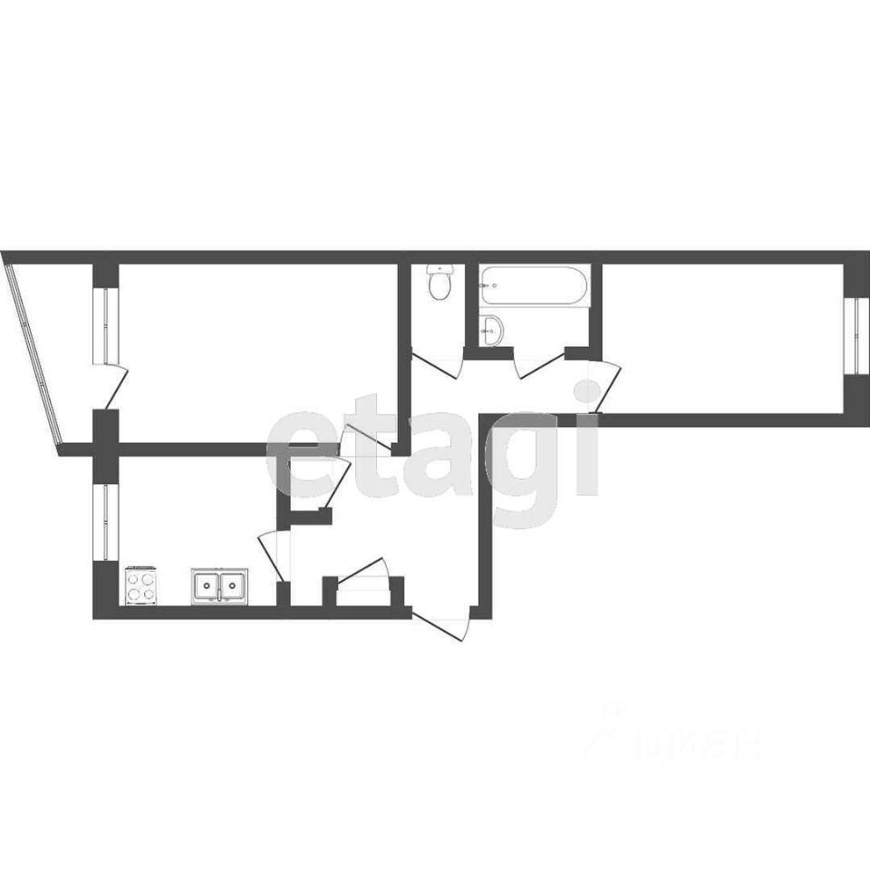 Продажа двухкомнатной квартиры 53,8м² Ленинградский просп., 19, Надым,  Ямало-Ненецкий АО - база ЦИАН, объявление 303427657