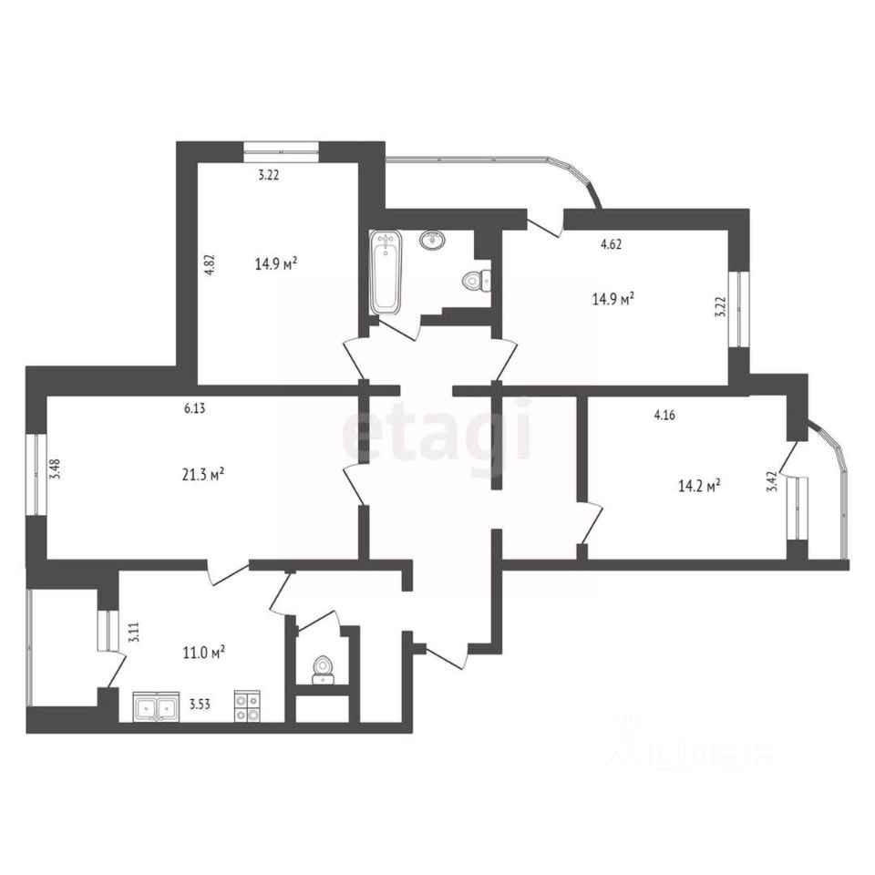 Продажа четырехкомнатной квартиры 106,4м² ул. Горшина, 6к1, Химки,  Московская область, Химки городской округ, м. Химки - база ЦИАН, объявление  303487522