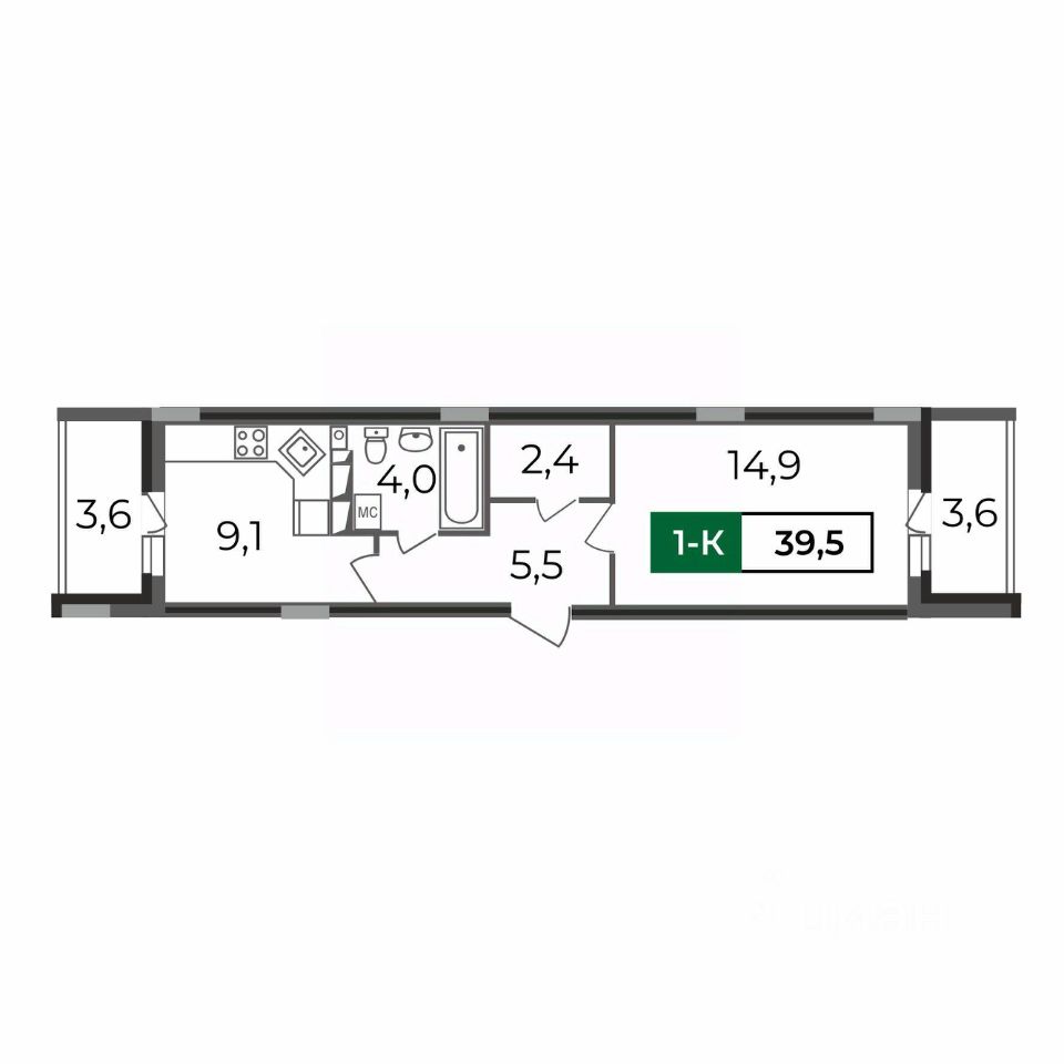 Купить однокомнатную квартиру 39,5м² бул. Сталинградский, 7, Владимир,  Владимирская область - база ЦИАН, объявление 303620847