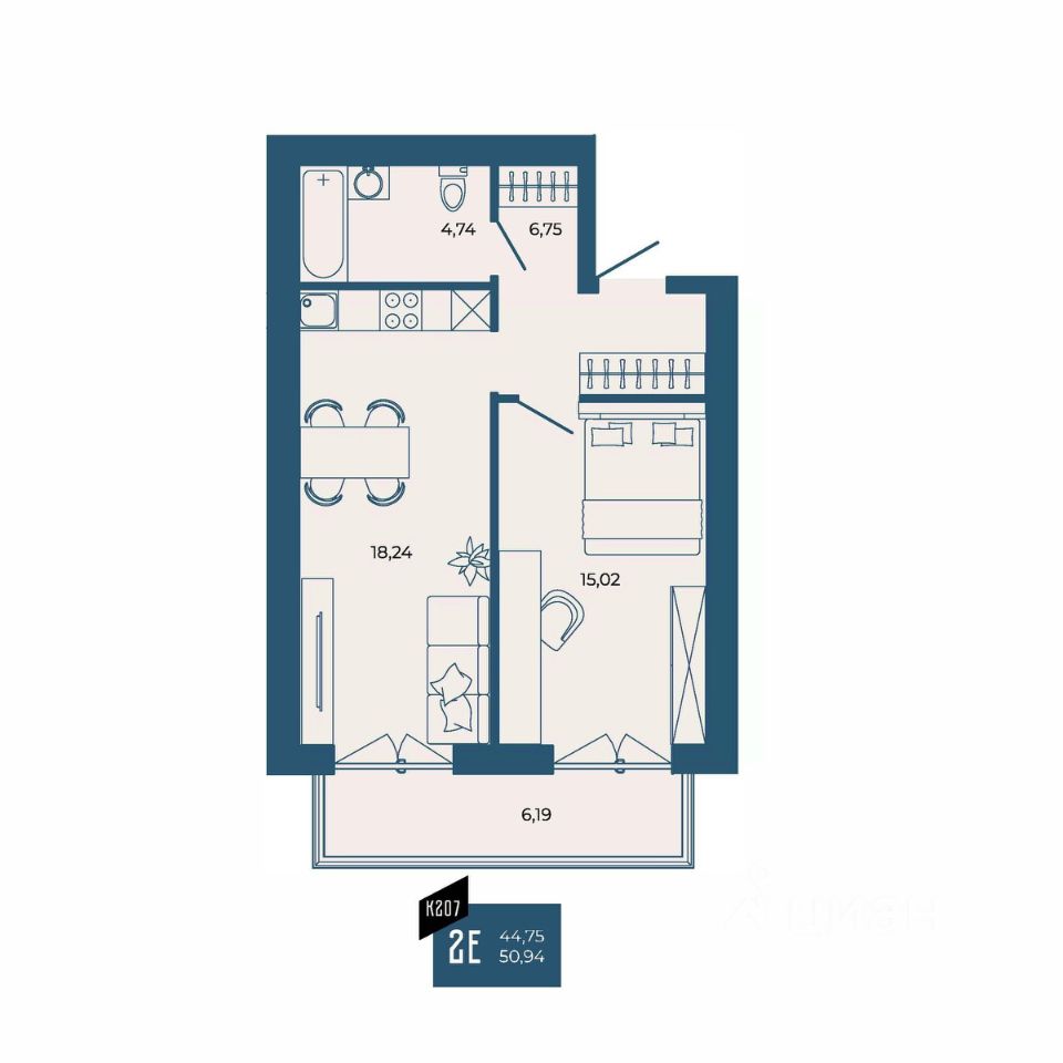 Продажа квартиры-студии 50,9м² Пенза, Пензенская область, Тепличный  микрорайон - база ЦИАН, объявление 303623377