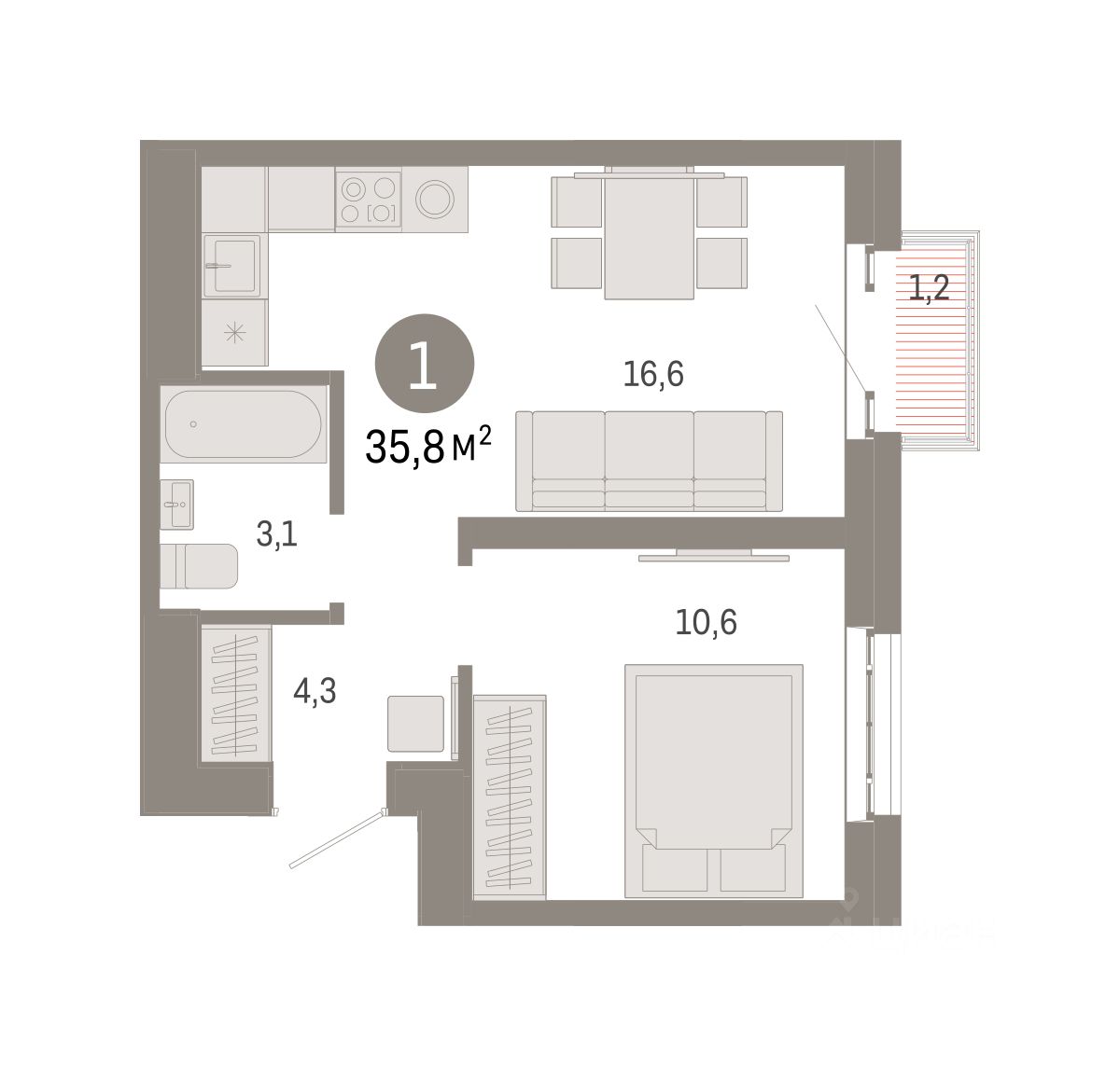 Продаю однокомнатную квартиру 35,8м² Москва, Квартал Метроном жилой  комплекс, м. Бульвар Рокоссовского - база ЦИАН, объявление 303641771