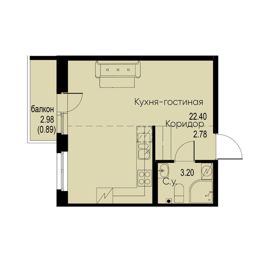 Купить квартиру-студию 29,3м² Мурино, Ленинградская область, Всеволожский  район, Айди Мурино 2 жилой комплекс, м. Девяткино - база ЦИАН, объявление  275691558