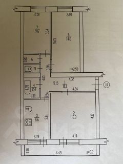 3-комн.кв., 64 м², этаж 2