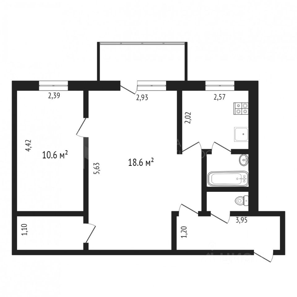 Продаю двухкомнатную квартиру 47,1м² Садовая ул., 76, Балаково, Саратовская  область - база ЦИАН, объявление 303731219