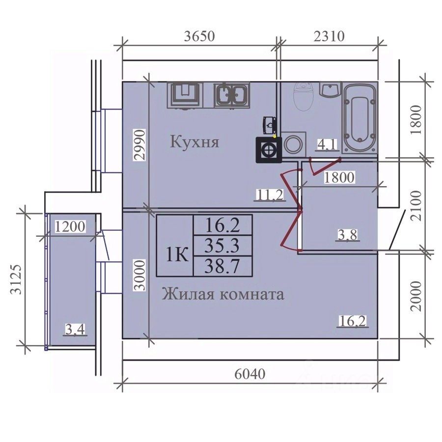 Продажа однокомнатной квартиры 38,7м² ул. Павла Большевикова, 50, Иваново,  Ивановская область - база ЦИАН, объявление 303854545