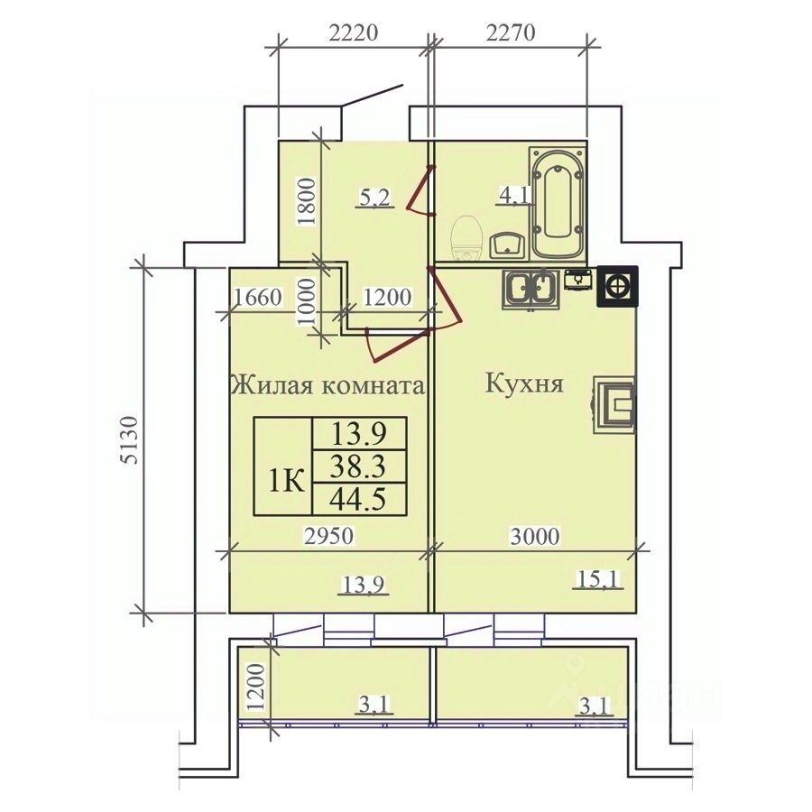 Купить однокомнатную квартиру 44,5м² ул. Павла Большевикова, 50, Иваново,  Ивановская область - база ЦИАН, объявление 303854676