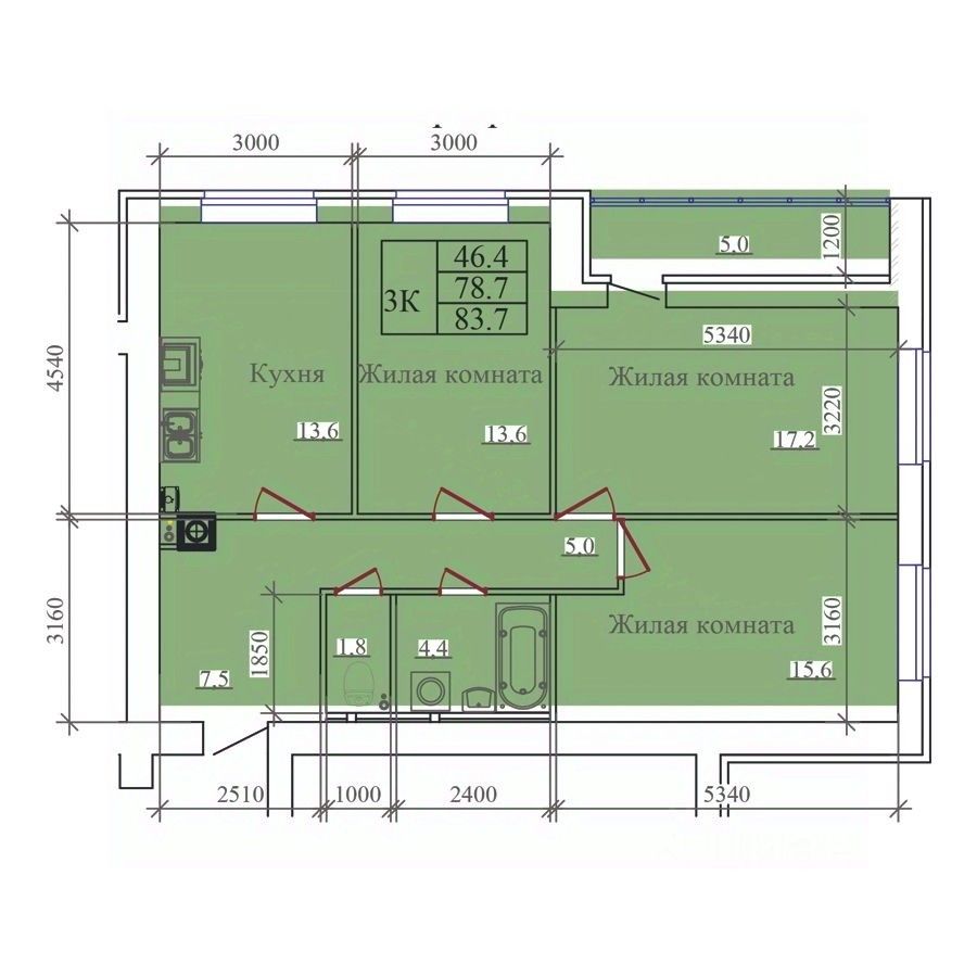 Продажа трехкомнатной квартиры 83,7м² Иваново, Ивановская область,  Олимпийский жилой комплекс - база ЦИАН, объявление 303854797