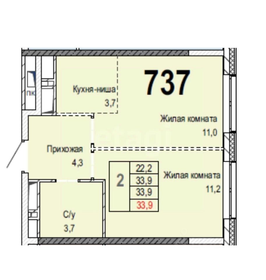 Продаю двухкомнатную квартиру 33,9м² Парковая ул., 44к1, Долгопрудный,  Московская область, Долгопрудный городской округ, м. Водники - база ЦИАН,  объявление 303866774