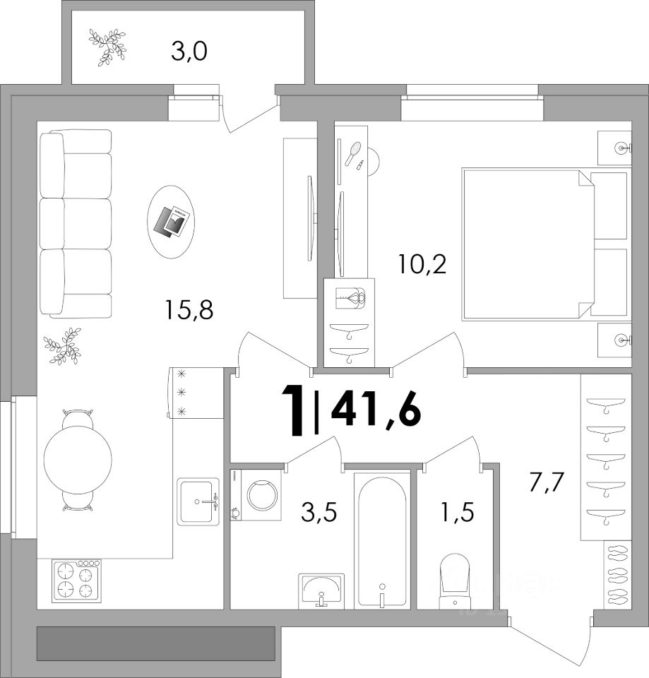 Купить однокомнатную квартиру 41,6м² ул. Сергея Есенина, 36, Тверская  область, Калининский муниципальный округ, Батино деревня - база ЦИАН,  объявление 303876351