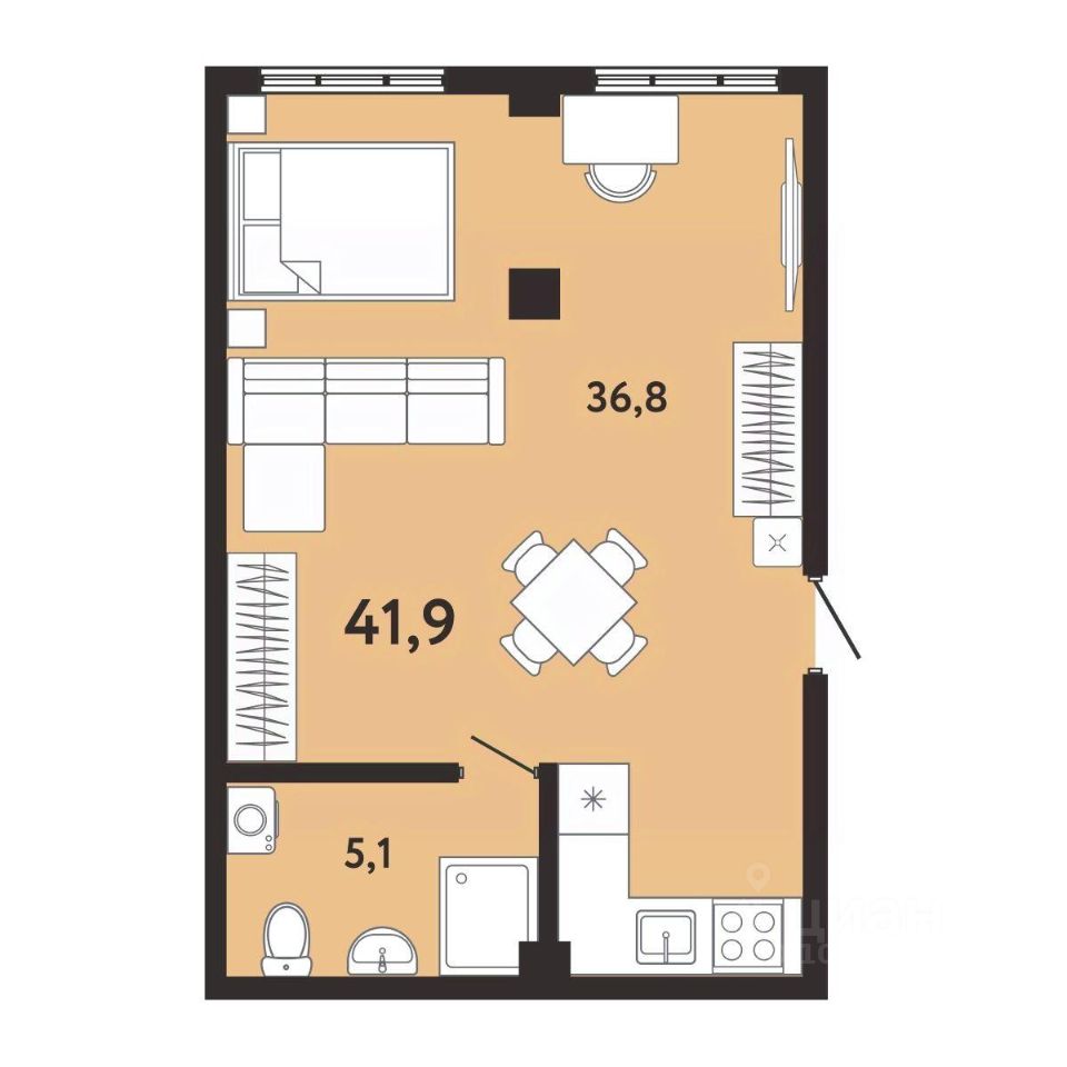 Продажа однокомнатных апартаментов 41,9м² ул. Киевская, 44, Ялта, Крым  респ. - база ЦИАН, объявление 294027493