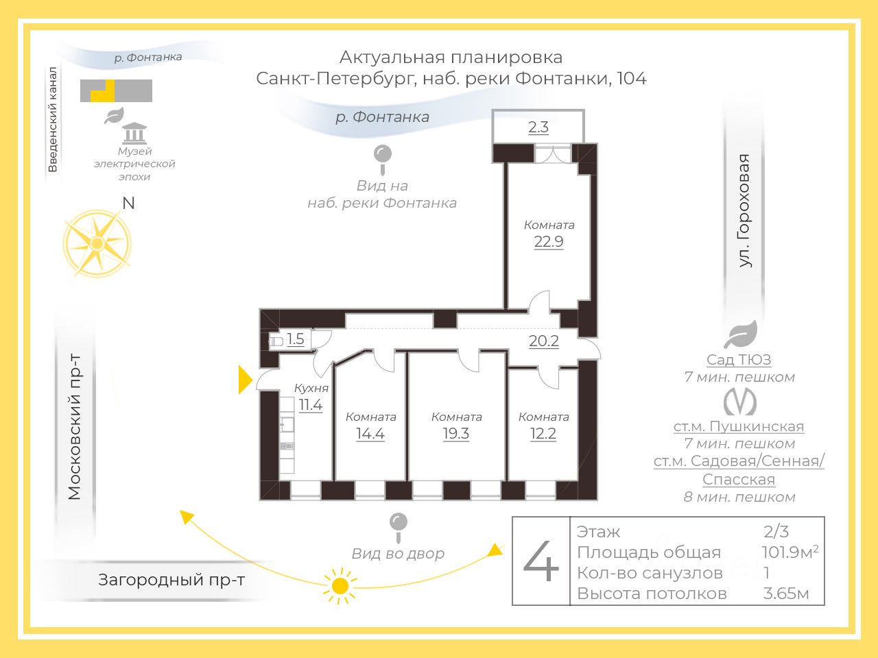 Продаю четырехкомнатную квартиру 101,9м² наб. Реки Фонтанки, 104,  Санкт-Петербург, м. Пушкинская - база ЦИАН, объявление 303883697