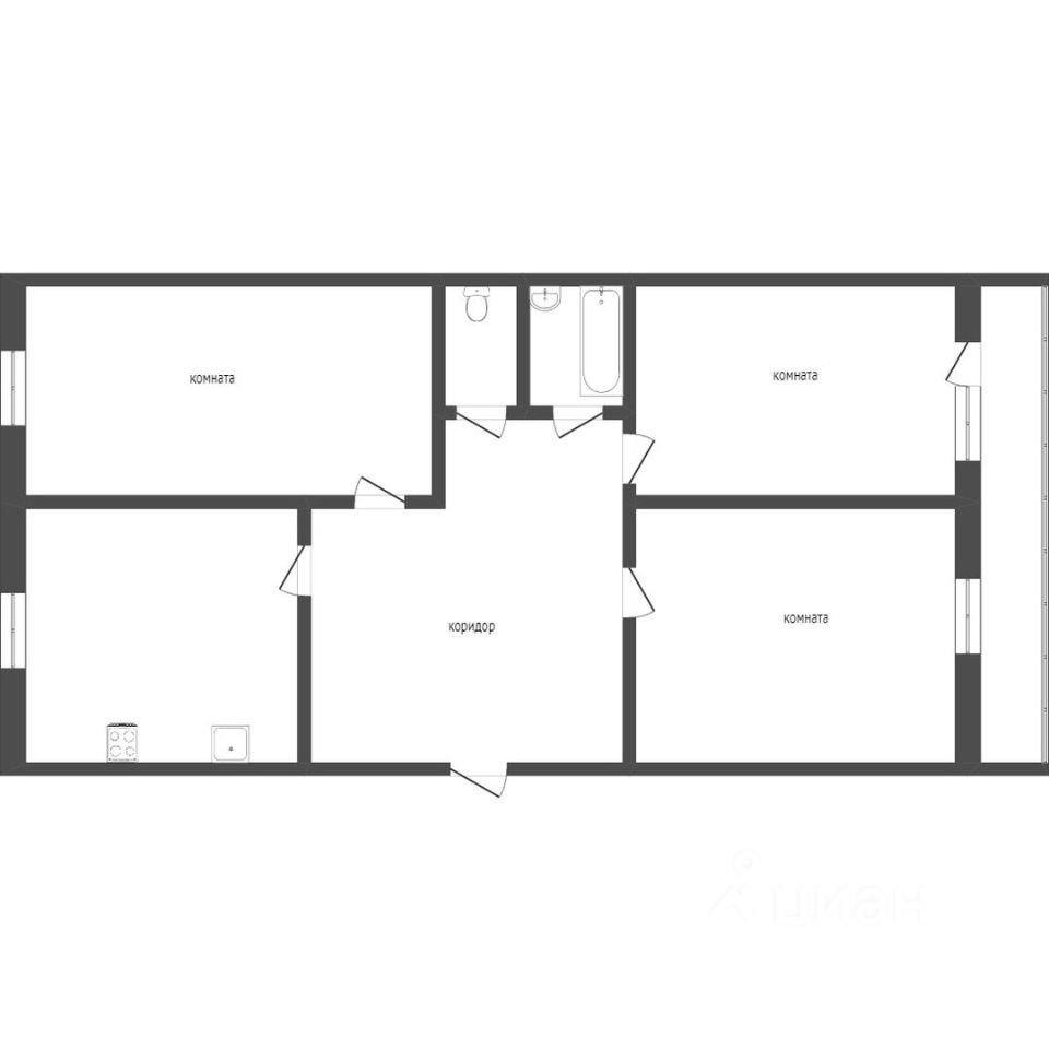 Продаю трехкомнатную квартиру 65,2м² ул. Крупской, 27, Братск, Иркутская  область - база ЦИАН, объявление 303891323