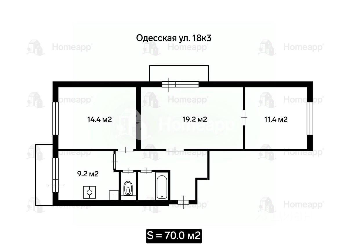 Купить квартиру на улице Одесская дом 18К3 в Москве, продажа жилой  недвижимости на Циан. Найдено 1 объявление