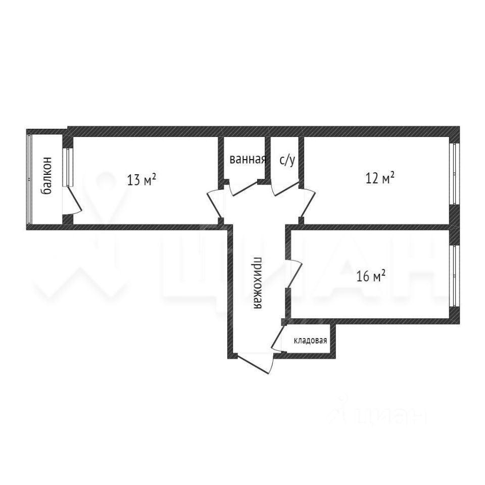 Продаю двухкомнатную квартиру 55,4м² ул. Брусилова, 21, Москва, м.  Бунинская аллея - база ЦИАН, объявление 303932759