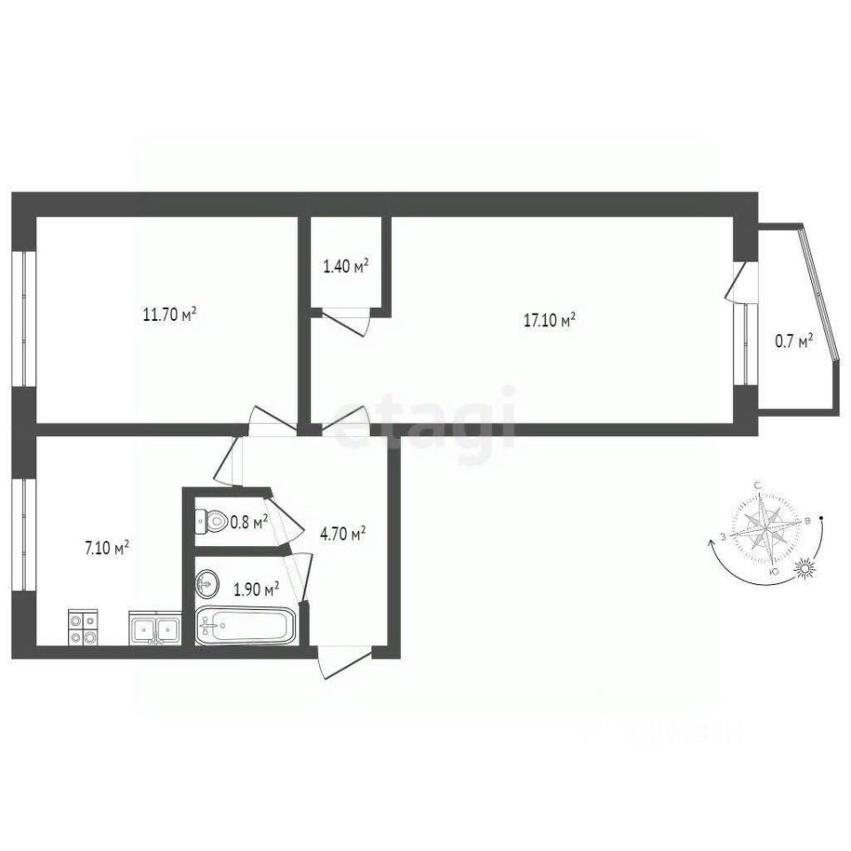 Купить двухкомнатную квартиру 44,7м² ул. Юлиуса Фучика, 2/3, Балашиха,  Московская область, Балашихинский район, Балашиха городской округ, м.  Новокосино - база ЦИАН, объявление 303927120