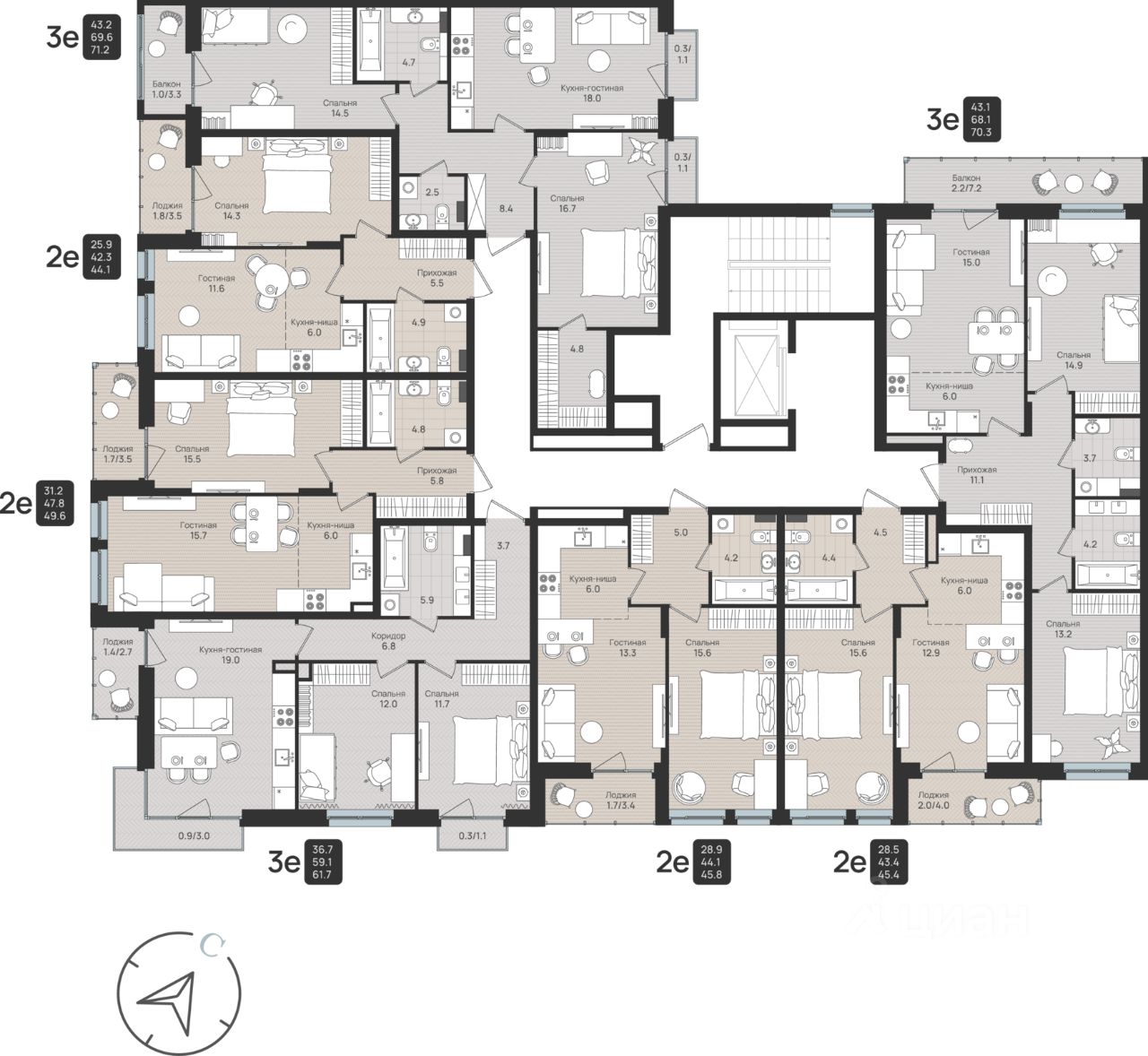 Продажа трехкомнатной квартиры 61,7м² ул. Космонавта Беляева, 210, Пермь,  Пермский край - база ЦИАН, объявление 303970090