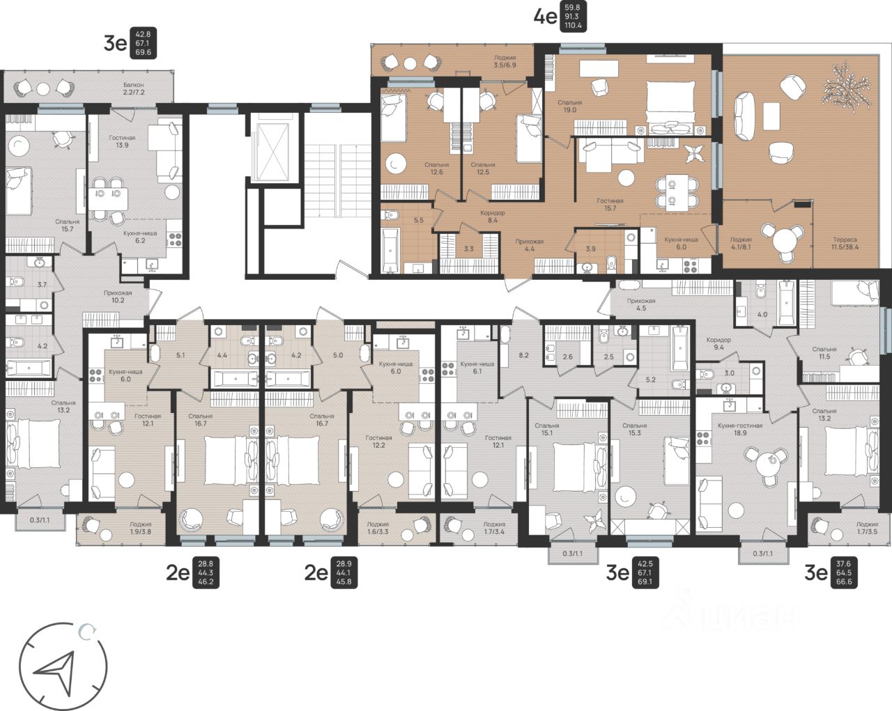 Продаю двухкомнатную квартиру 45,8м² ул. Космонавта Беляева, 210, Пермь,  Пермский край - база ЦИАН, объявление 303970196