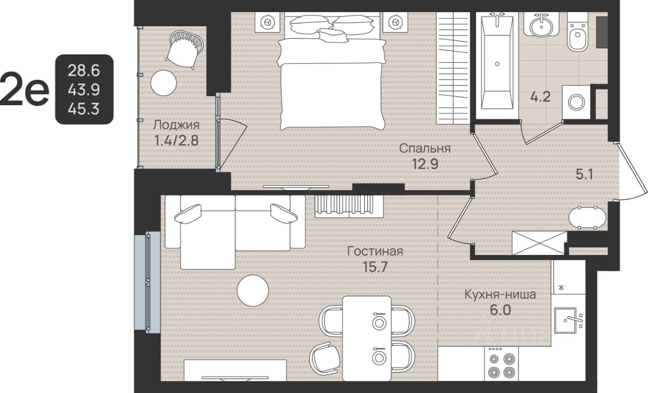 Продаю двухкомнатную квартиру 45,3м² ул. Космонавта Беляева, 210, Пермь,  Пермский край - база ЦИАН, объявление 303970277