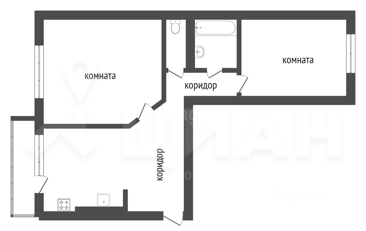 Продажа двухкомнатной квартиры 56,7м² ул. Губкина, 23, Сургут,  Ханты-Мансийский АО - база ЦИАН, объявление 303968251