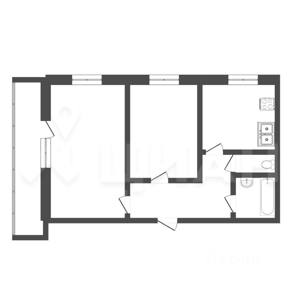 Купить двухкомнатную квартиру 53м² проезд Карамзина, 9К1, Москва, м.  Новоясеневская - база ЦИАН, объявление 303996927