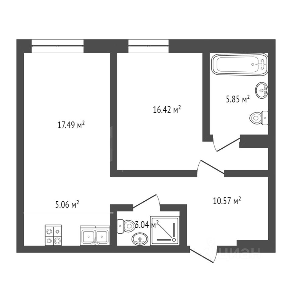 Продаю двухкомнатную квартиру 58,4м² ул. 50 лет Октября, 63Г, Тюмень,  Тюменская область - база ЦИАН, объявление 304008071