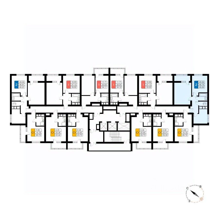 Продажа двухкомнатной квартиры 48м² 11, Химки, Московская область, Химки  городской округ, Планерная микрорайон, м. Молжаниново - база ЦИАН,  объявление 304046893