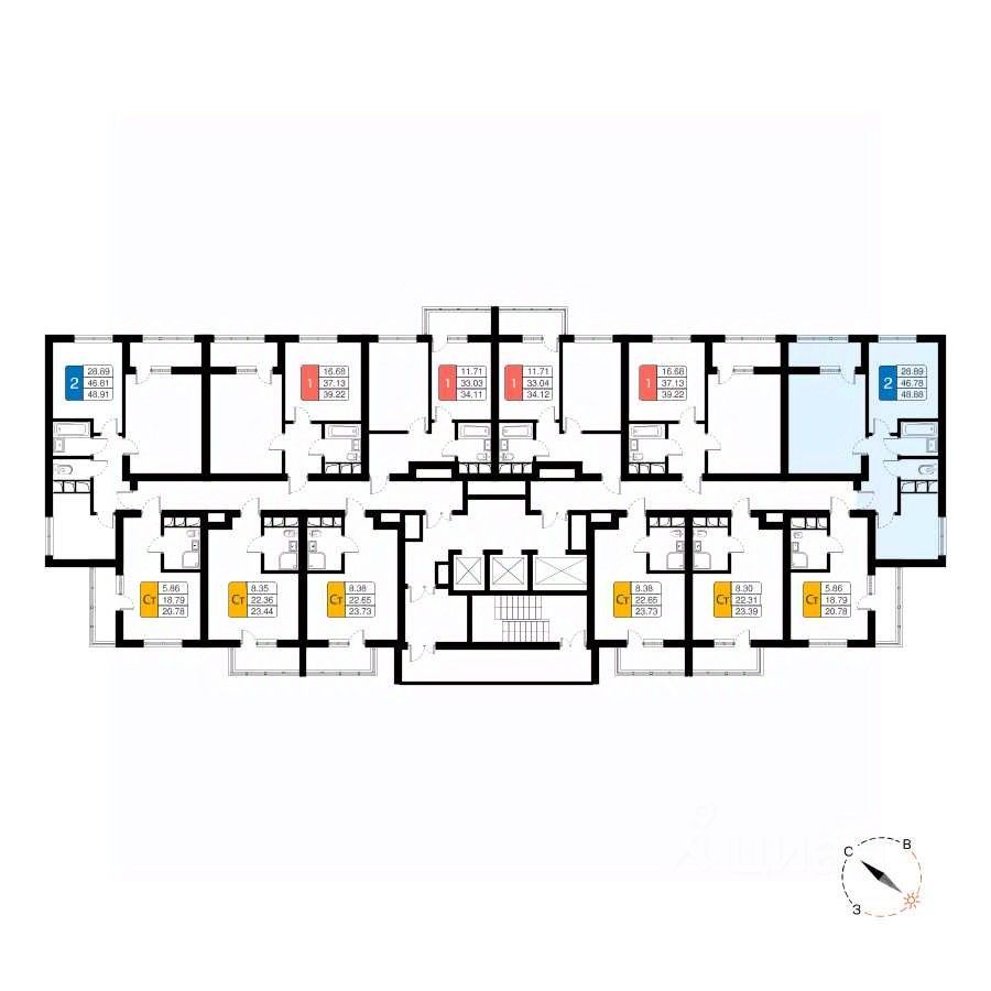 Продажа двухкомнатной квартиры 48м² 11, Химки, Московская область, Химки  городской округ, Планерная микрорайон, м. Молжаниново - база ЦИАН,  объявление 304046920