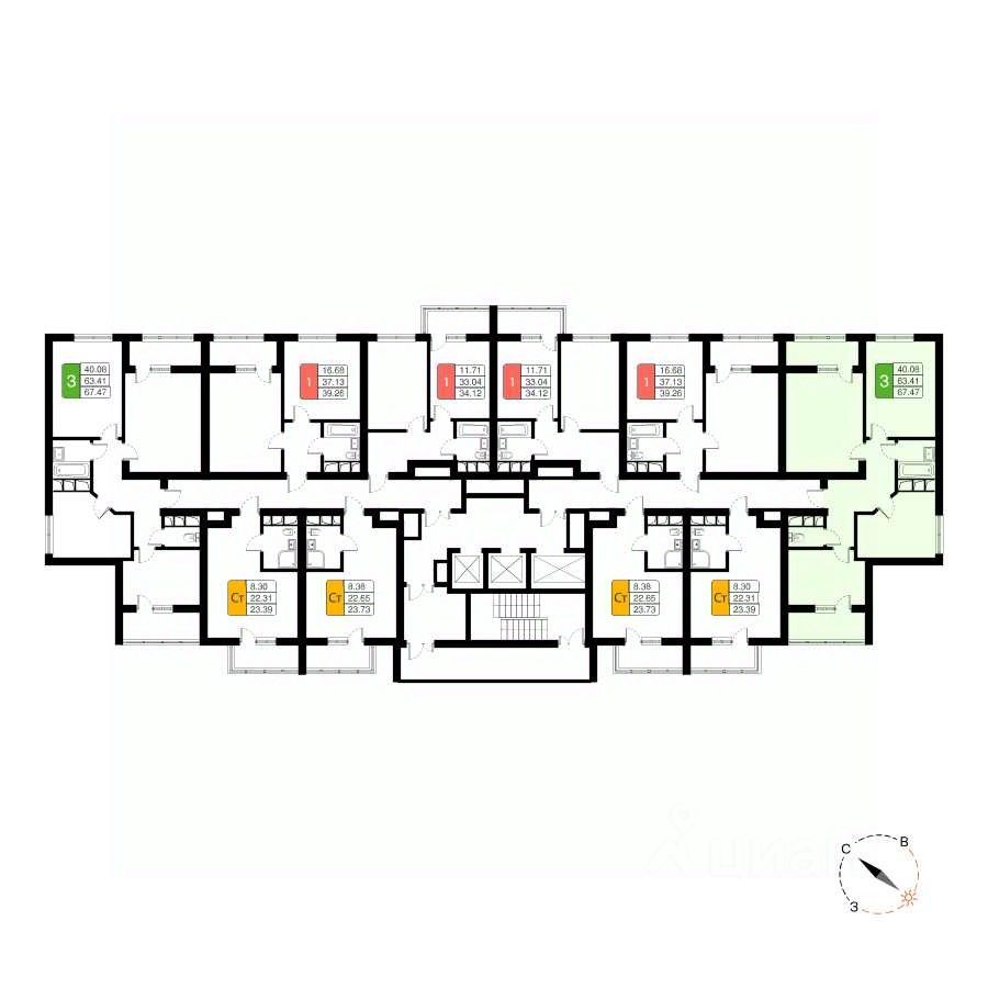 Продажа трехкомнатной квартиры 67м² 11, Химки, Московская область, Химки  городской округ, Планерная микрорайон, м. Молжаниново - база ЦИАН,  объявление 304047079