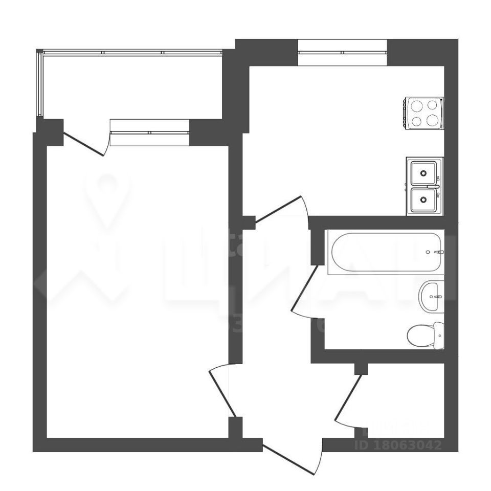 Продажа однокомнатной квартиры 34,4м² ул. Энтузиастов, 22, Удомля, Тверская  область, Удомельский район - база ЦИАН, объявление 304048657