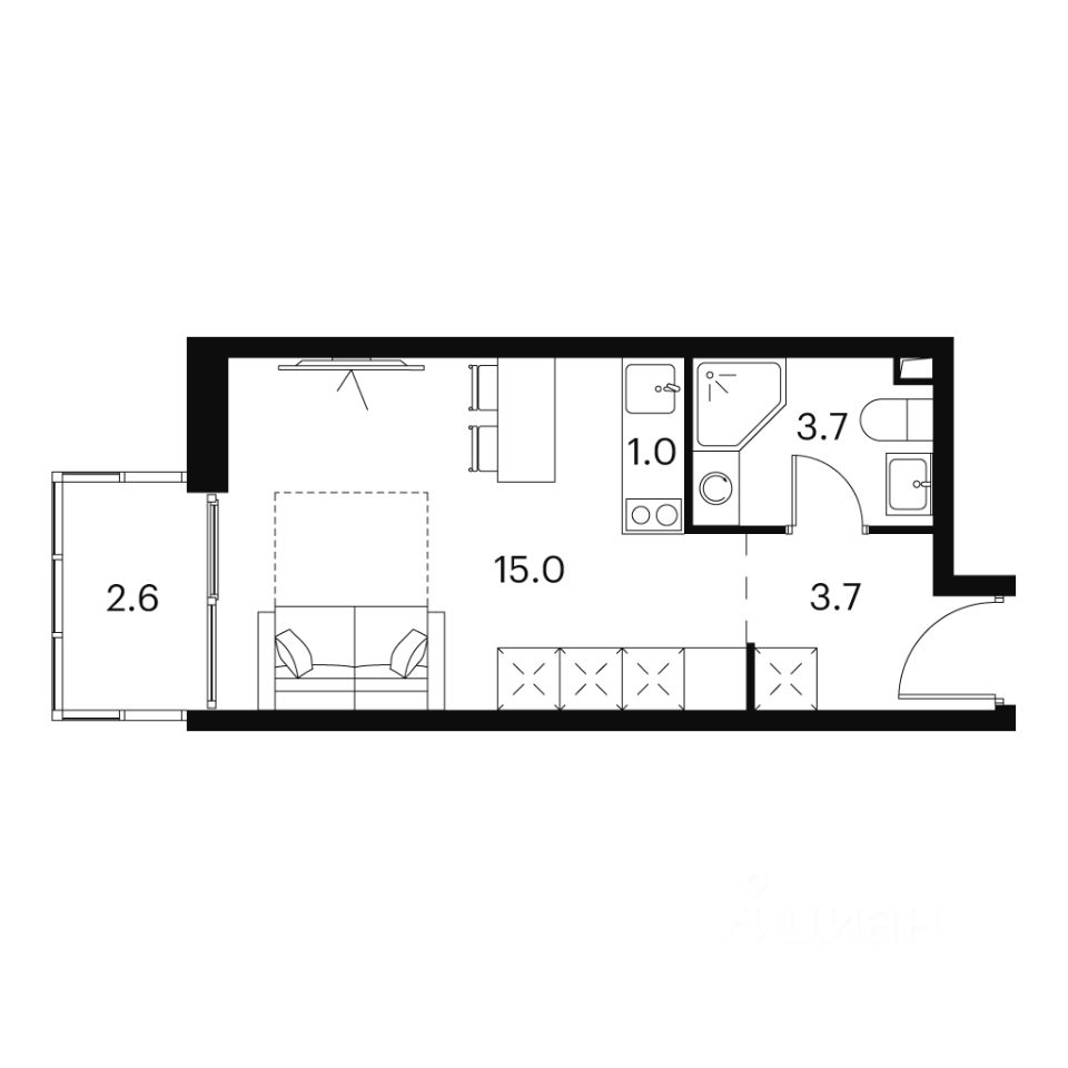 Купить апартаменты-студию 26м² Сигнальный проезд, 12, Москва, м. Владыкино  - база ЦИАН, объявление 304055394