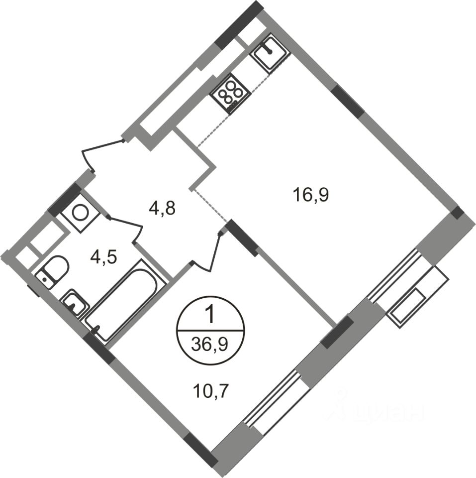 Продаю однокомнатную квартиру 36,9м² Московская область, Одинцовский  городской округ, Заречье рп, Резиденции Сколково жилой комплекс, м.  Мещерская - база ЦИАН, объявление 304055858