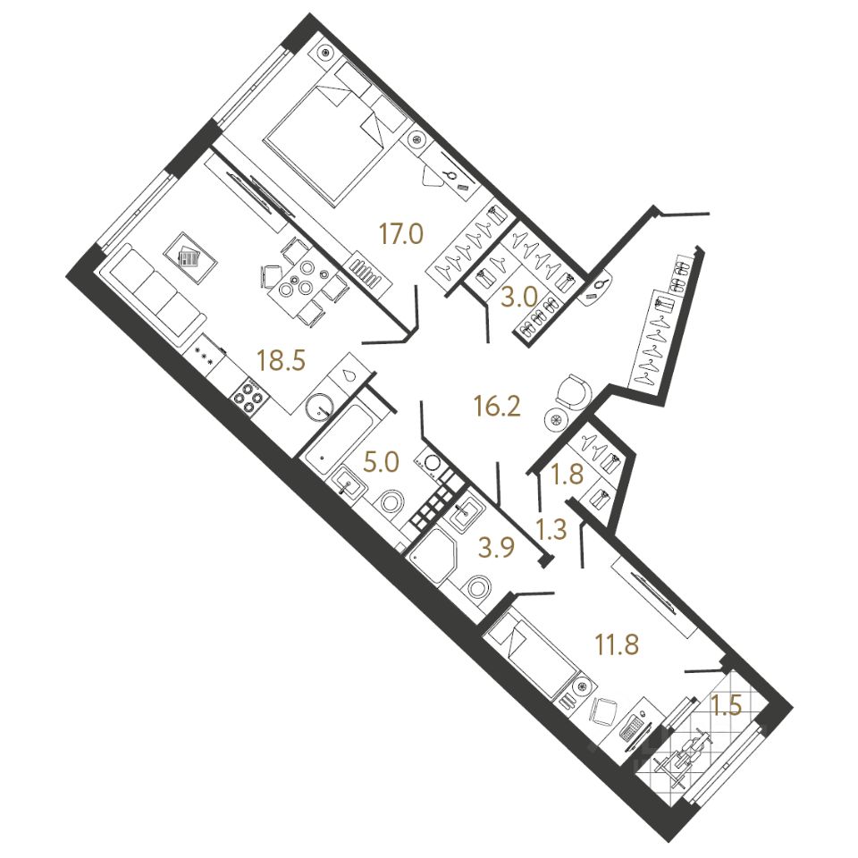 Продажа двухкомнатной квартиры 78,5м² Миргородская ул., 1, Санкт-Петербург,  м. Площадь Восстания - база ЦИАН, объявление 304057372