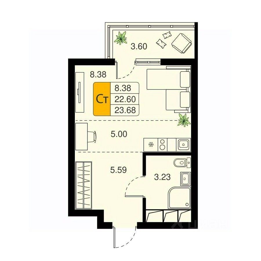 Купить квартиру-студию 23м² 11, Химки, Московская область, Химки городской  округ, Планерная микрорайон, м. Молжаниново - база ЦИАН, объявление  304046871