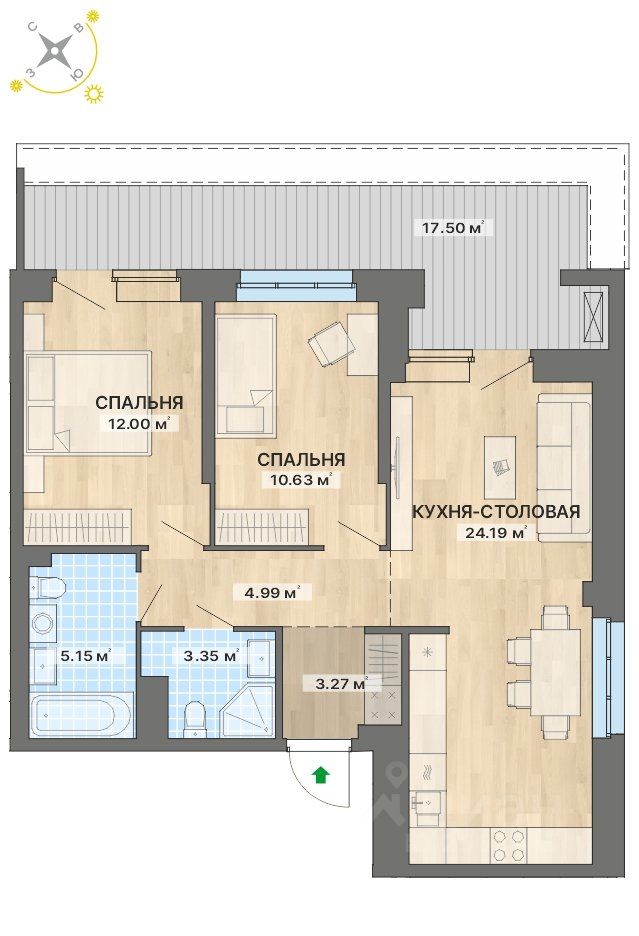 Продается2-комн.квартира,81,08м²